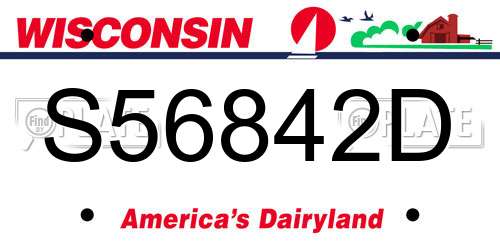 S56842D Wisconsin License Plate