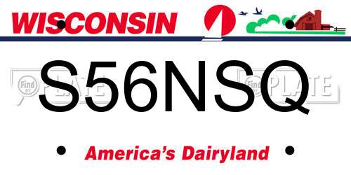 S56NSQ Wisconsin License Plate