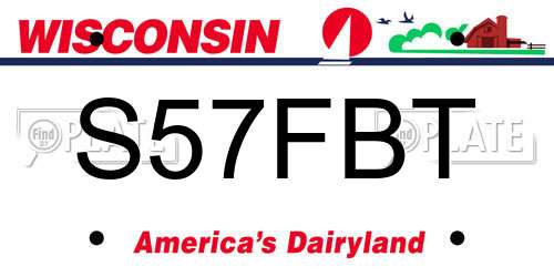 S57FBT Wisconsin License Plate