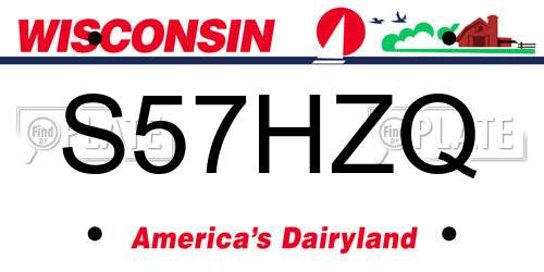 S57HZQ Wisconsin License Plate