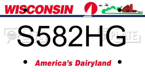 S582HG Wisconsin License Plate
