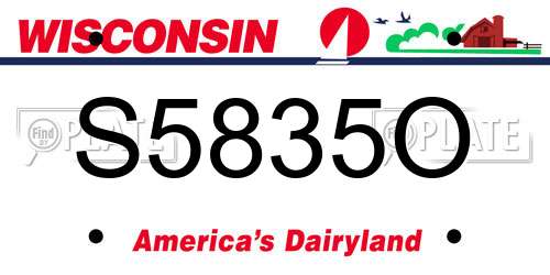S5835O Wisconsin License Plate