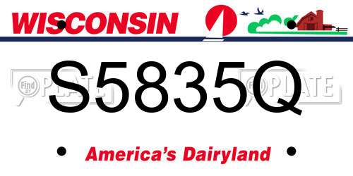 S5835Q Wisconsin License Plate