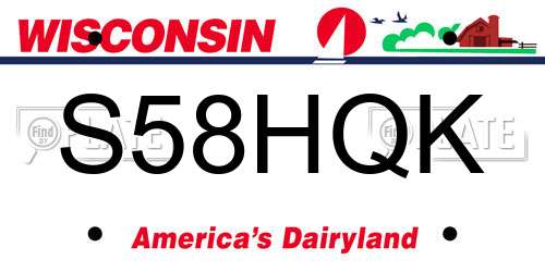 S58HQK Wisconsin License Plate