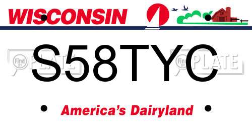 S58TYC Wisconsin License Plate