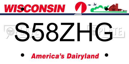 S58ZHG Wisconsin License Plate