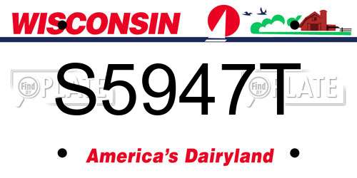 S5947T Wisconsin License Plate