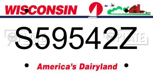 S59542Z Wisconsin License Plate