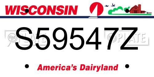 S59547Z Wisconsin License Plate