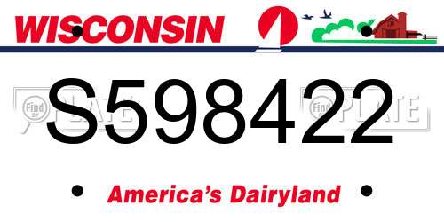 S598422 Wisconsin License Plate
