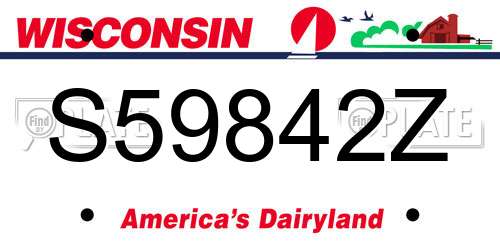 S59842Z Wisconsin License Plate