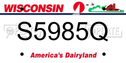 S5985Q Wisconsin License Plate
