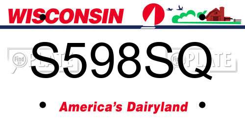 S598SQ Wisconsin License Plate