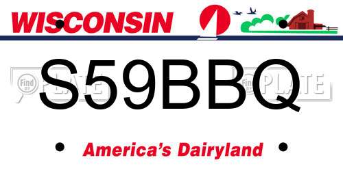 S59BBQ Wisconsin License Plate