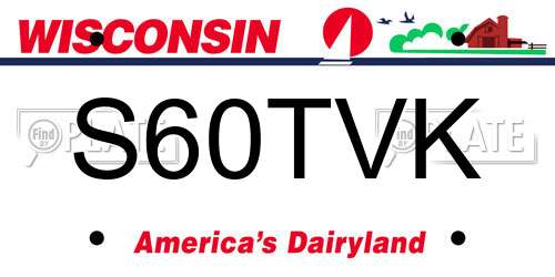 S60TVK Wisconsin License Plate