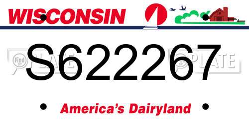 S622267 Wisconsin License Plate