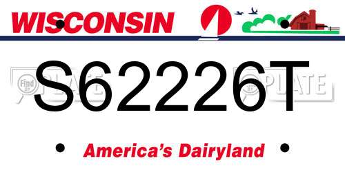 S62226T Wisconsin License Plate