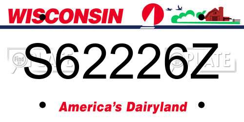 S62226Z Wisconsin License Plate