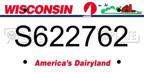 S622762 Wisconsin License Plate