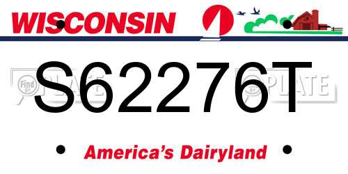 S62276T Wisconsin License Plate