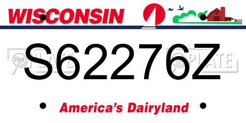 S62276Z Wisconsin License Plate