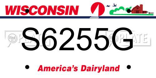 S6255G Wisconsin License Plate