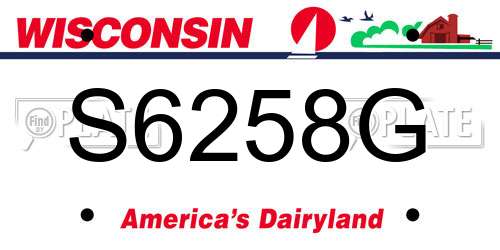 S6258G Wisconsin License Plate