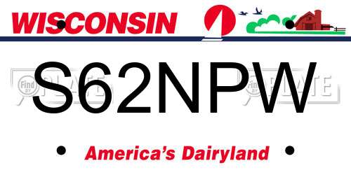 S62NPW Wisconsin License Plate