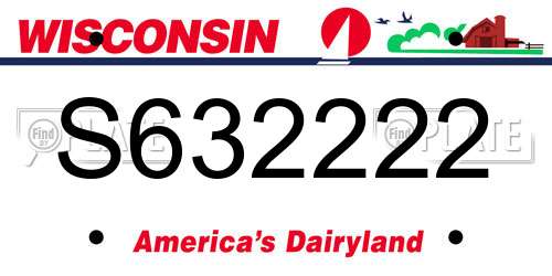 S632222 Wisconsin License Plate