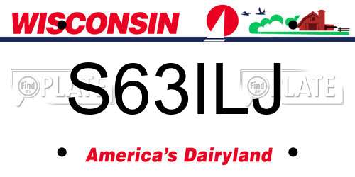 S63ILJ Wisconsin License Plate