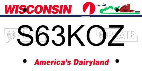 S63KOZ Wisconsin License Plate