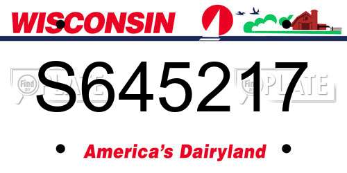 S645217 Wisconsin License Plate
