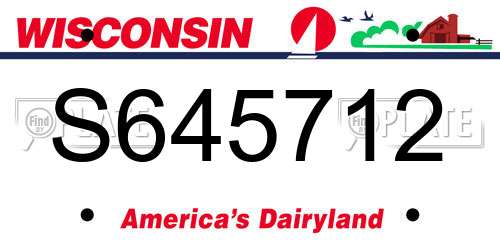 S645712 Wisconsin License Plate