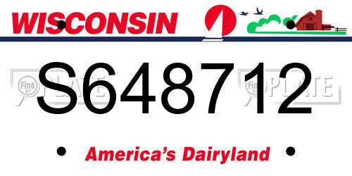 S648712 Wisconsin License Plate