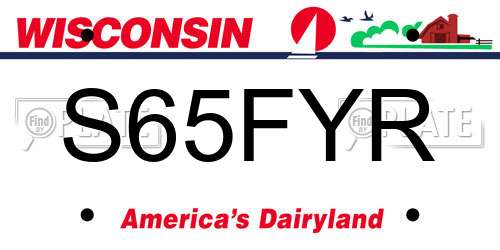 S65FYR Wisconsin License Plate