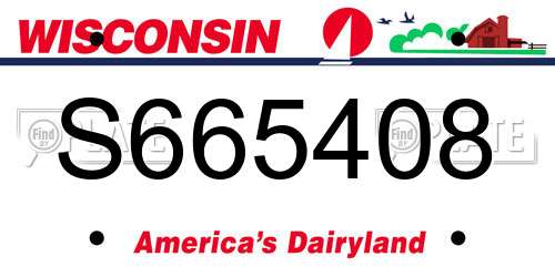 S665408 Wisconsin License Plate