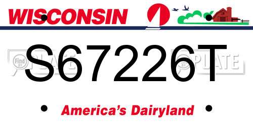 S67226T Wisconsin License Plate