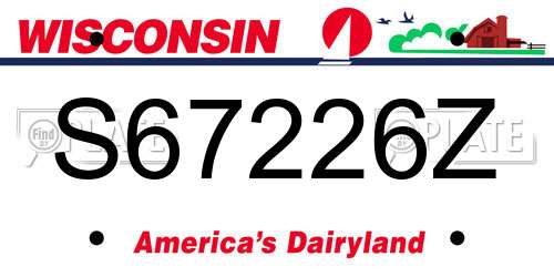 S67226Z Wisconsin License Plate