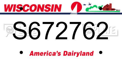 S672762 Wisconsin License Plate
