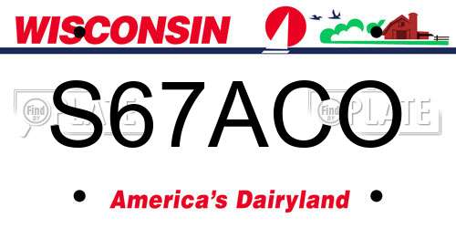 S67ACO Wisconsin License Plate