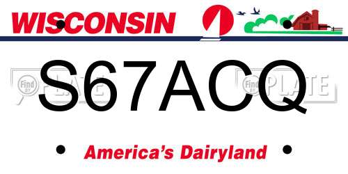 S67ACQ Wisconsin License Plate
