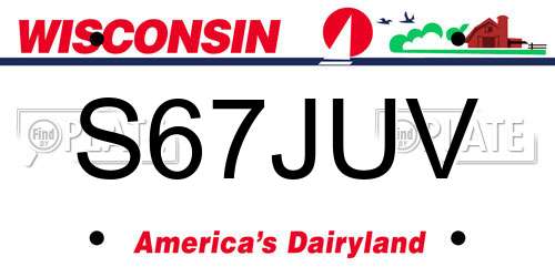 S67JUV Wisconsin License Plate