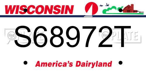S68972T Wisconsin License Plate