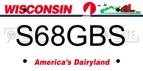 S68GBS Wisconsin License Plate