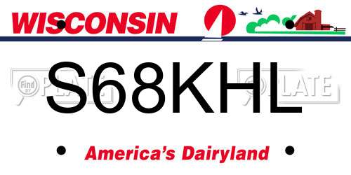 S68KHL Wisconsin License Plate