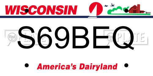 S69BEQ Wisconsin License Plate