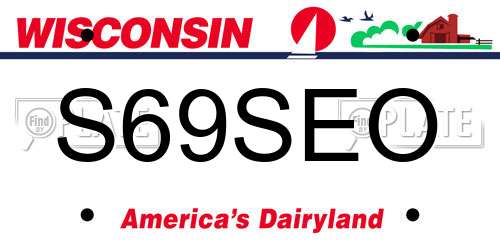 S69SEO Wisconsin License Plate