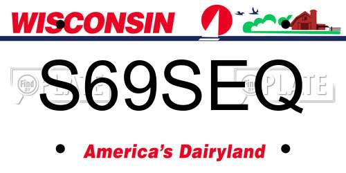 S69SEQ Wisconsin License Plate