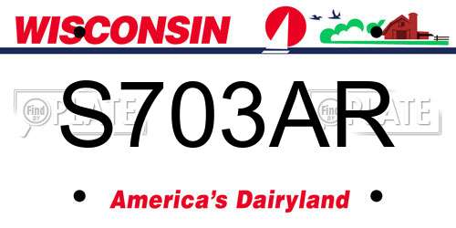 S703AR Wisconsin License Plate