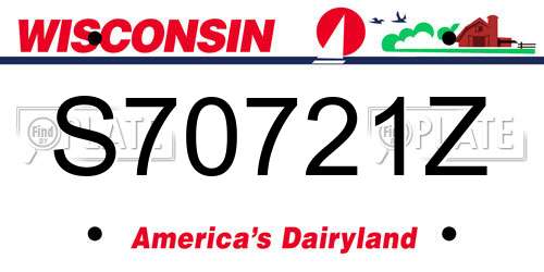 S70721Z Wisconsin License Plate